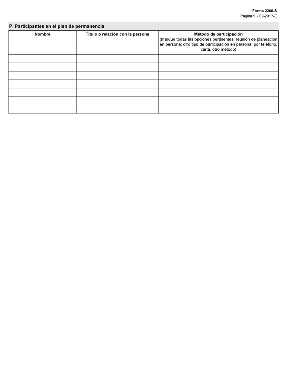 Formulario 2260-S Instrumento De Planeacion De La Permanencia (Ppi) Para Ninos Y Jovenes Menores De 22 Anos De Edad (Plan Dirigido Por La Familia) - Texas (Spanish), Page 5