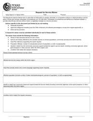 Document preview: Form 2279 Request for Service Waiver - Texas