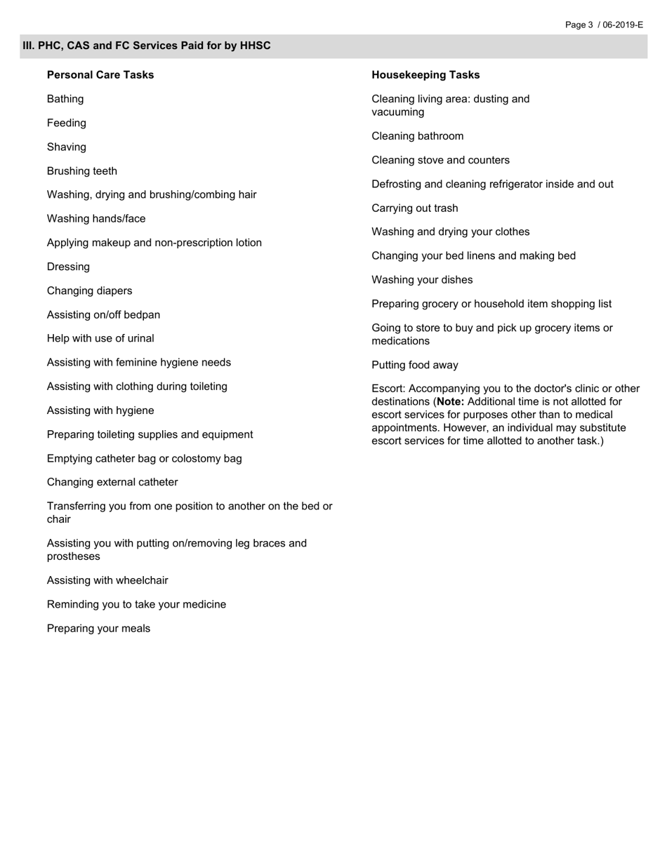 Form 2307 Attachment A Family Care, Community Attendant Services and Primary Home Care Rights and Responsibilities - Texas, Page 3