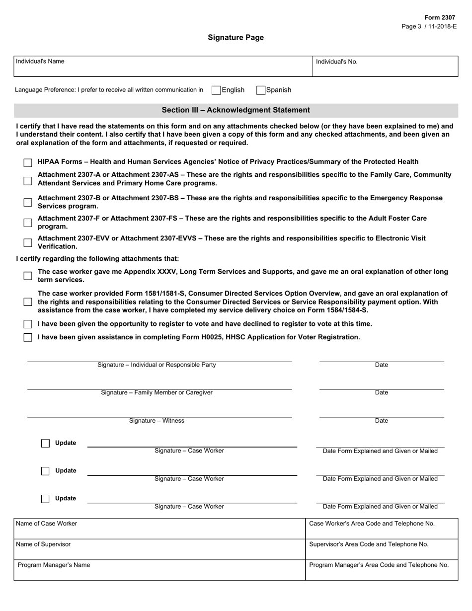 Form 2307 Rights and Responsibilities - Texas, Page 3