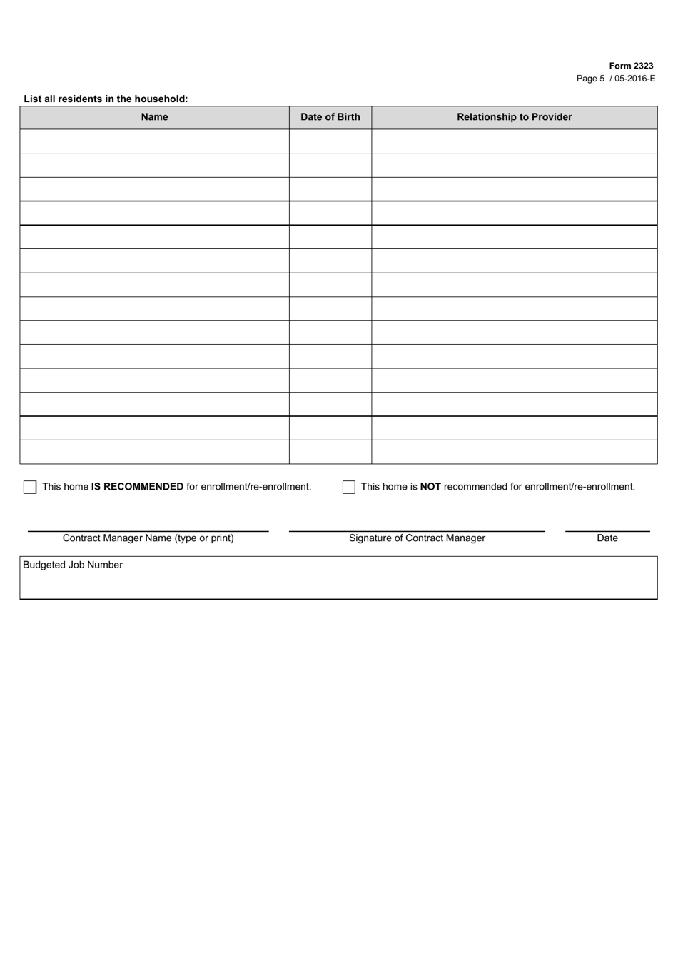 Form 2323 Assessment of Provider and Adult Foster Care Home - Texas, Page 5