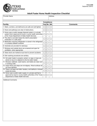 Document preview: Form 2329 Adult Foster Home Health Inspection Checklist - Texas