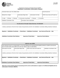 Document preview: Form 2358 Habilitation Coordination Authorization Request - Texas