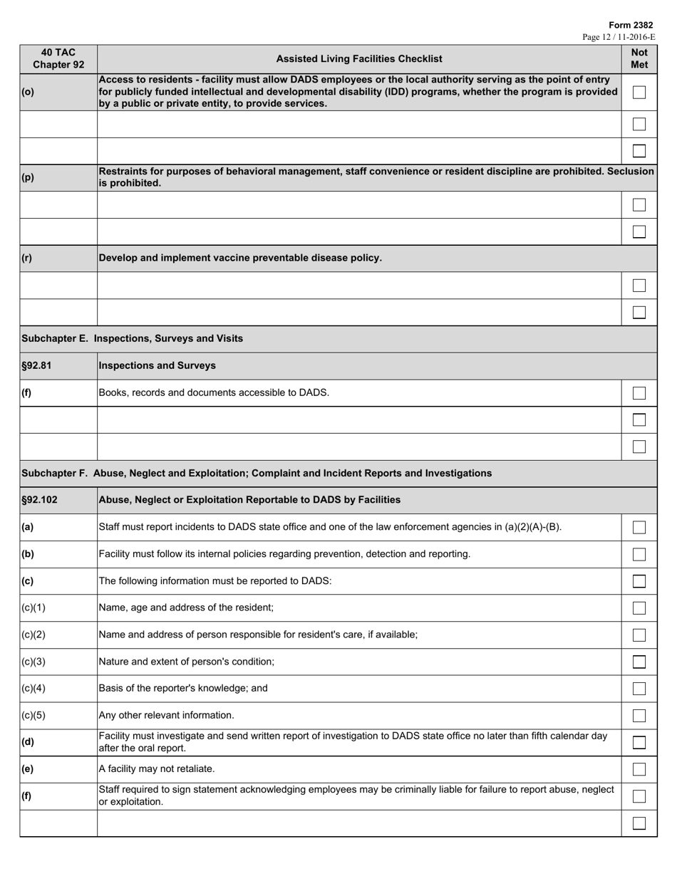 Form 2382 - Fill Out, Sign Online and Download Fillable PDF, Texas ...