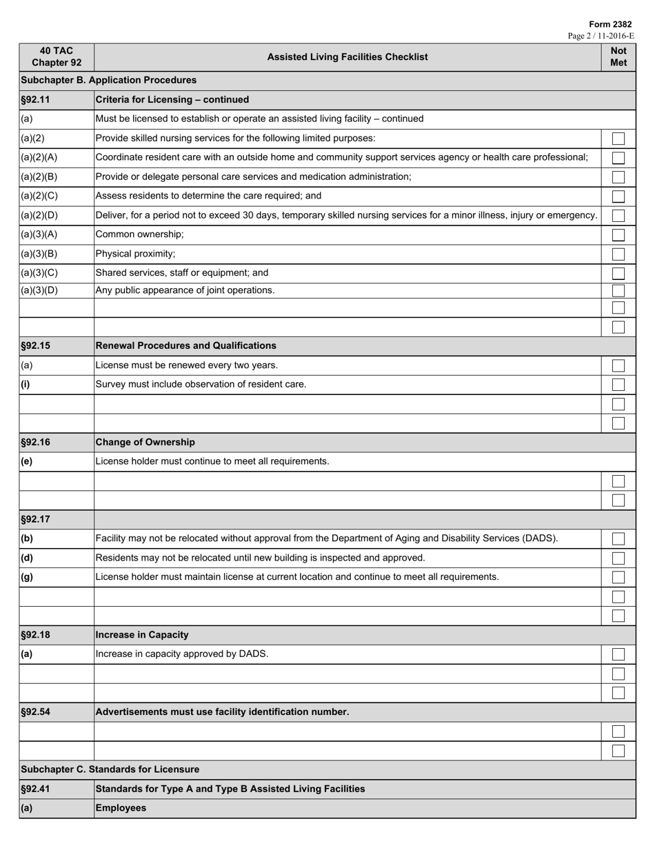 Form 2382 - Fill Out, Sign Online and Download Fillable PDF, Texas ...