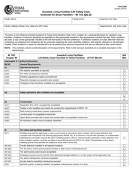 Form 2389 Assisted Living Facilities Life Safety Code Checklist for Small Facilities - 40 Tac Section 92.62 - Texas
