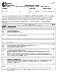 Document preview: Form 2390 Assisted Living Facilities Life Safety Code Checklist for Large Facilities - 26 Tac Section 553.62 - Texas