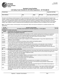 Document preview: Form 2391 Assisted Living Facilities Life Safety Code Checklist for All Initial Inspections - 40 Tac Section 92.63 - Texas