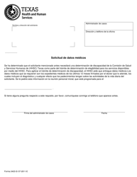 Document preview: Formulario 2423-S Solicitud De Datos Medicos - Texas (Spanish)