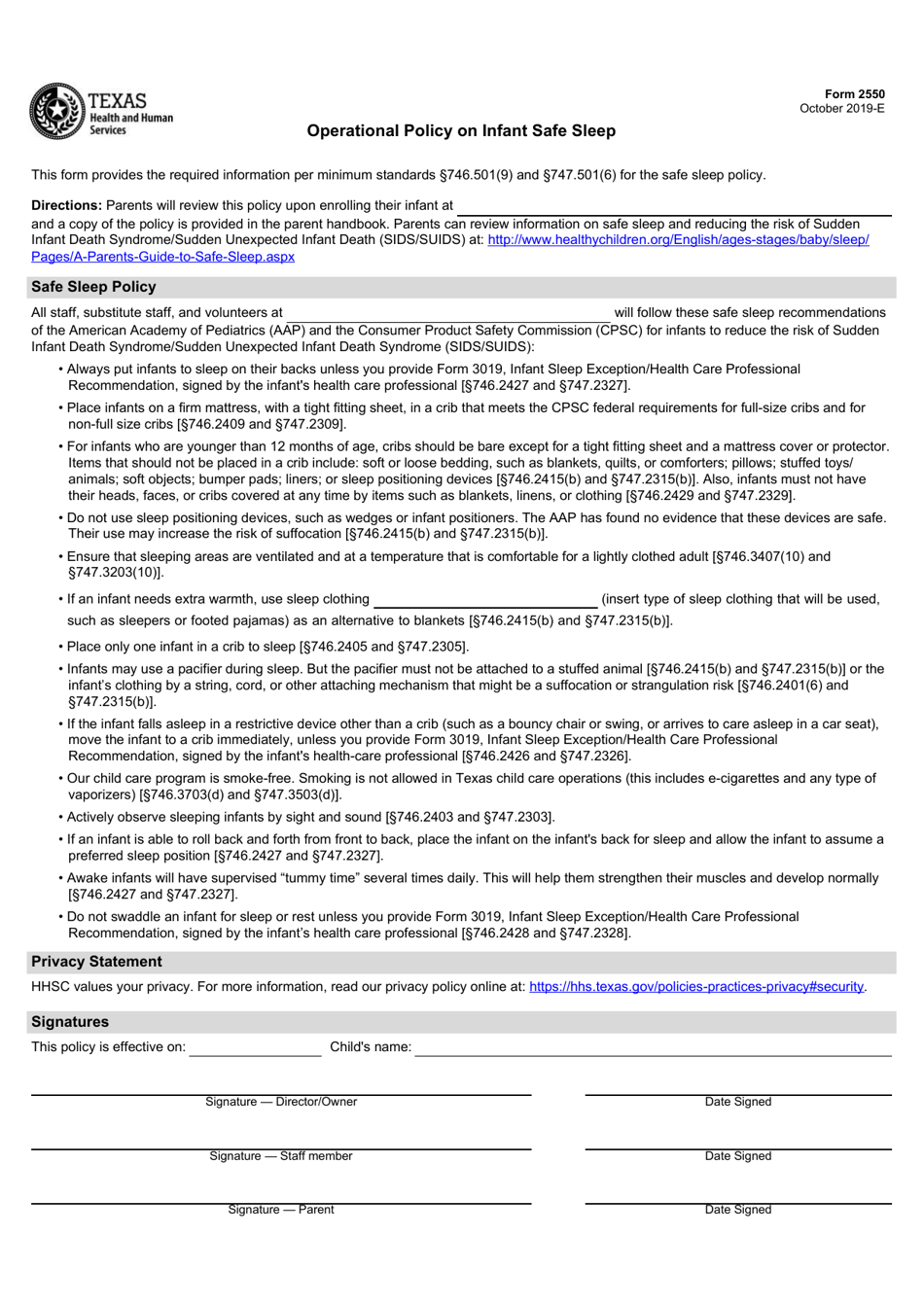 Form 2550 Fill Out, Sign Online and Download Fillable PDF, Texas