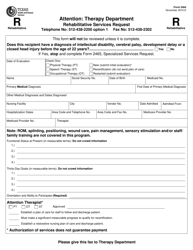 Document preview: Form 2464 Rehabilitative Services Request - Texas