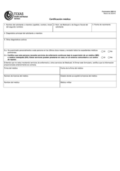 Document preview: Formulario 2601-S Certificacion Medica - Texas (Spanish)