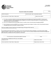 Document preview: Formulario 2602-S Acuse De Recibo De La Solicitud - Texas (Spanish)