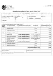 Document preview: Form 2604 Star Kids Individual Service Plan - Service Tracking Tool - Texas