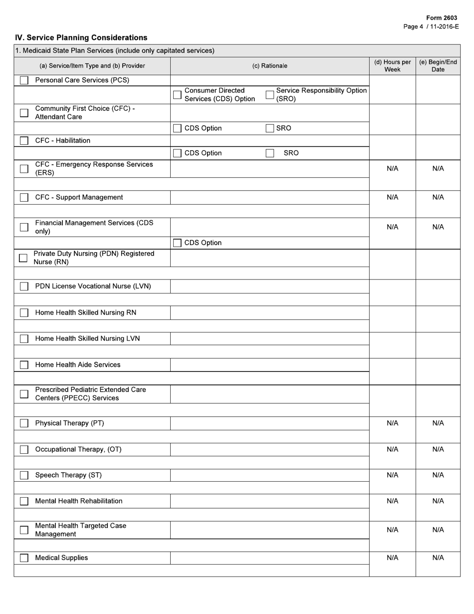 Form 2603 Star Kids Individual Service Plan (Isp) Narrative - Texas, Page 4
