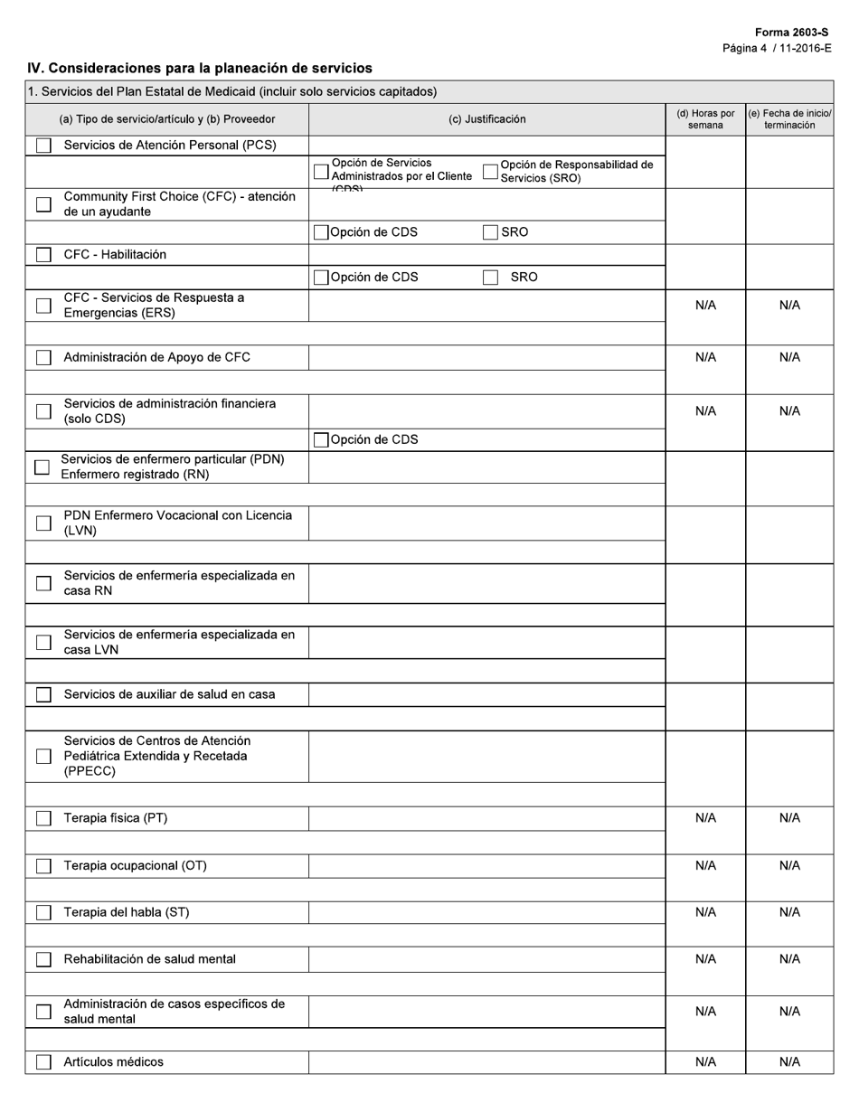 Formulario 2603-S Explicacion Del Plan Individual De Servicios (Isp) De Star Kids - Texas (Spanish), Page 4