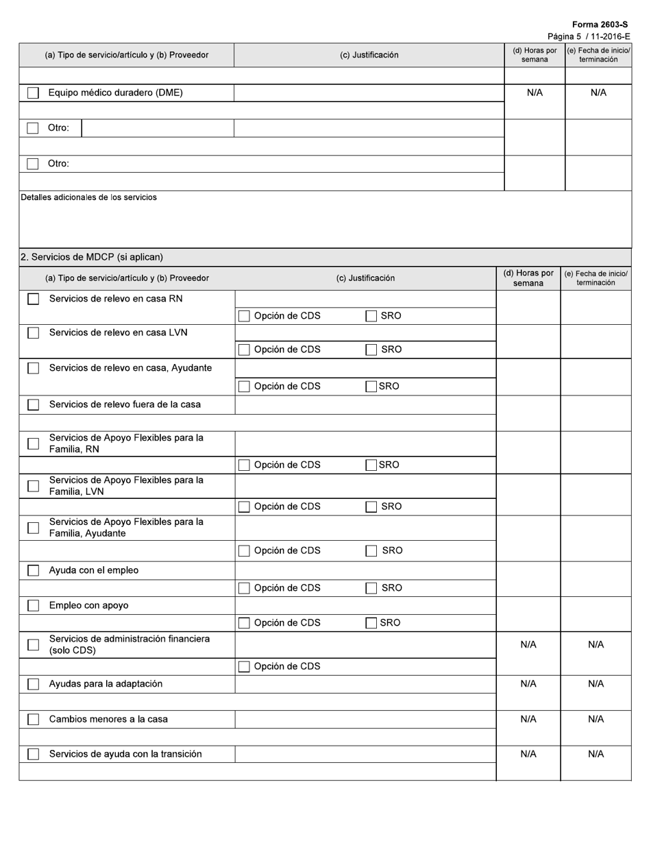 Formulario 2603-S Explicacion Del Plan Individual De Servicios (Isp) De Star Kids - Texas (Spanish), Page 5