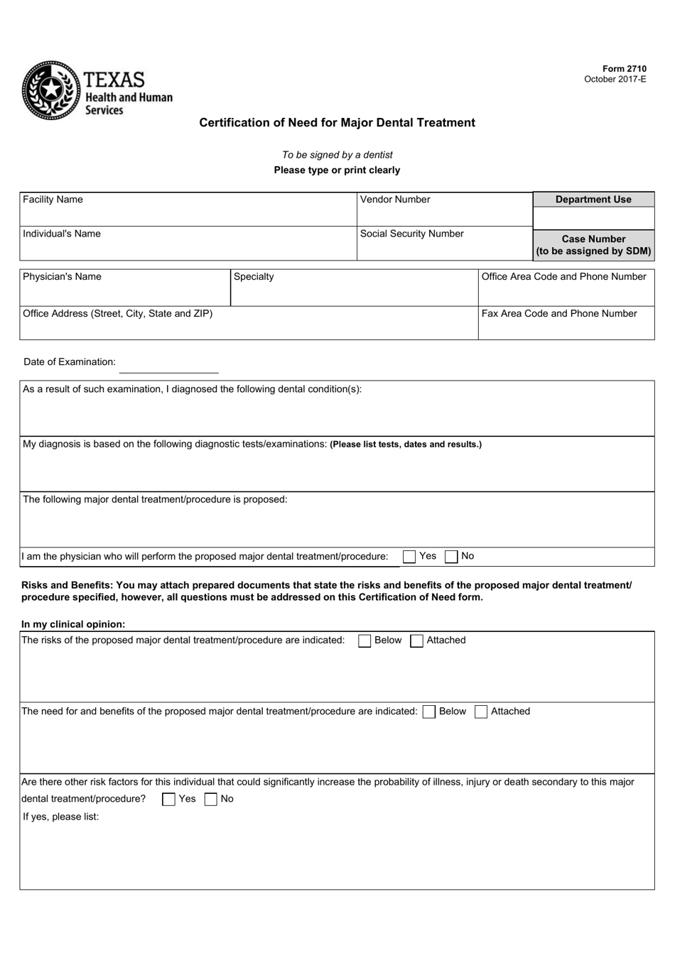 Form 2710 - Fill Out, Sign Online and Download Fillable PDF, Texas ...