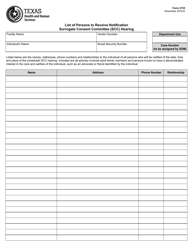 Document preview: Form 2725 List of Persons to Receive Notification Surrogate Consent Committee (Scc) Hearing - Texas