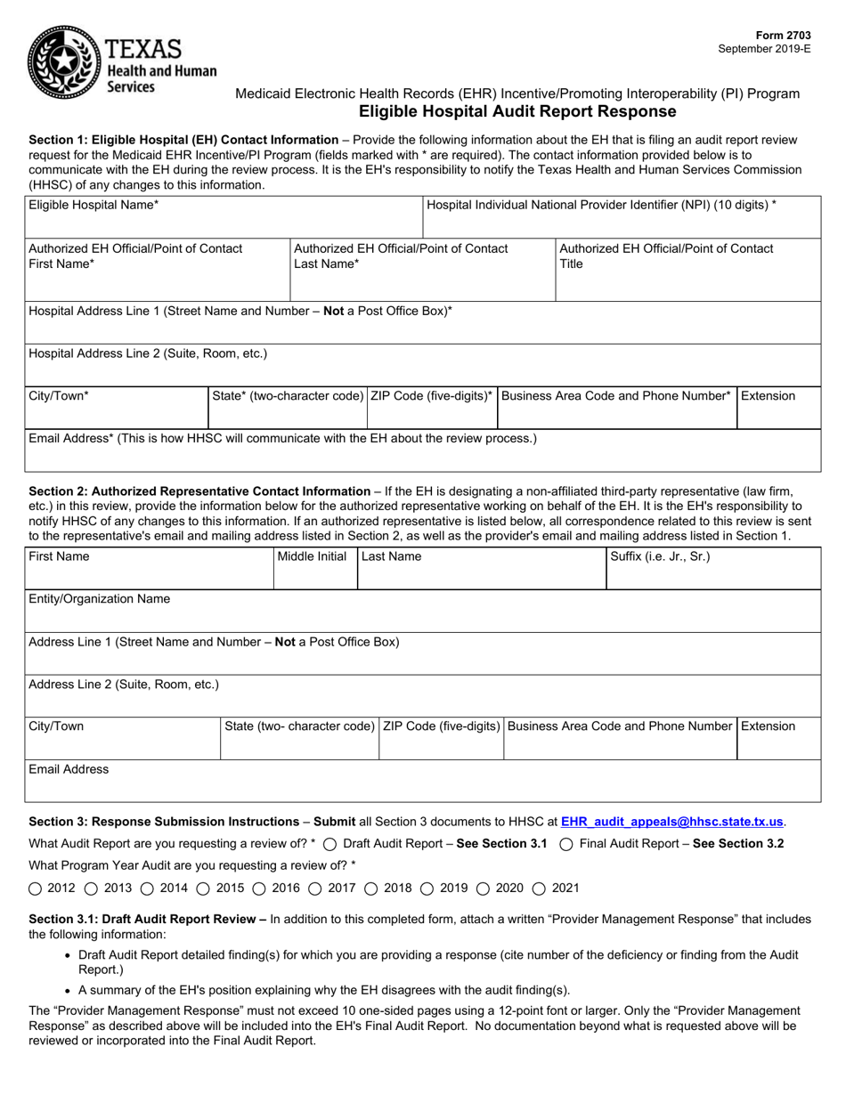 Form 2703 Download Fillable PDF or Fill Online Eligible ...