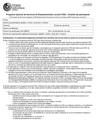 Formulario 2810-S Programa Opcional De Servicios De Empoderamiento Juvenil (Yes) - Acuerdo Del Participante - Texas (Spanish)