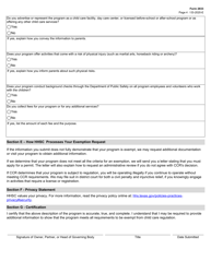 Form 2833 Single Skills Program During Summer Request for Exemption From Child Care Regulation - Texas, Page 4
