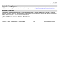 Form 2840 Temporary Emergency Child Care Operation Application - Texas, Page 2