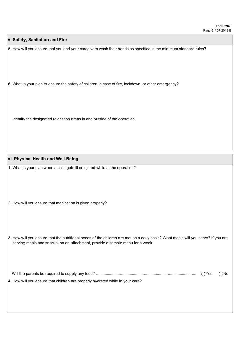 Form 2881 Plan of Operation for School-Age Summer Program or Before / After School Program - Texas, Page 5