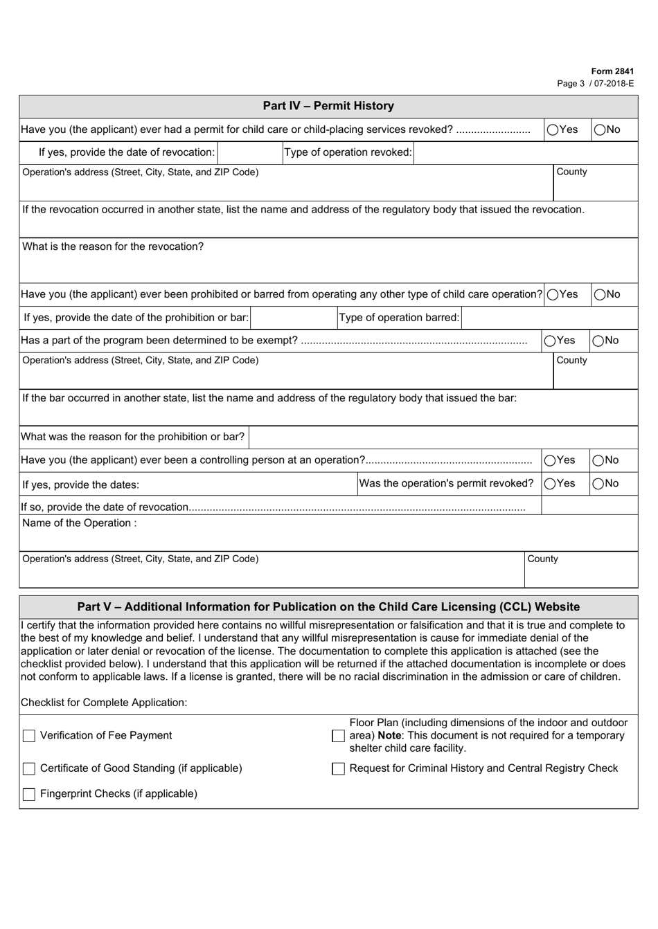 Form 2841 - Fill Out, Sign Online and Download Fillable PDF, Texas ...