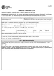 Form 2919 Request for a Registration Permit - Texas