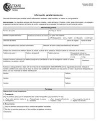 Document preview: Formulario 2935-S Informacion Para La Inscripcion - Texas (Spanish)