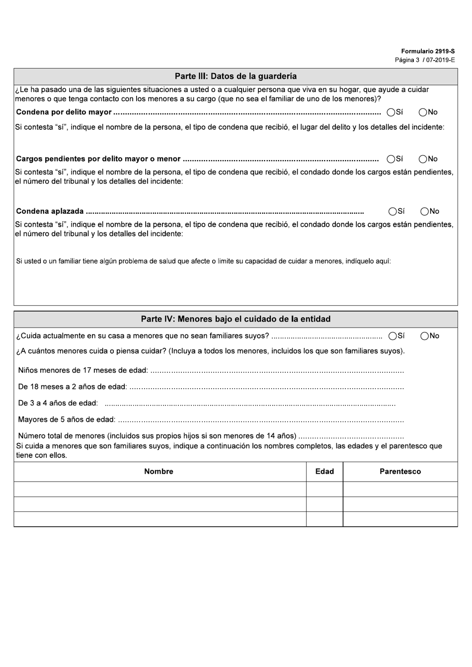 Formulario 2919-S Solicitud De Certificado De Registro - Texas (Spanish), Page 3