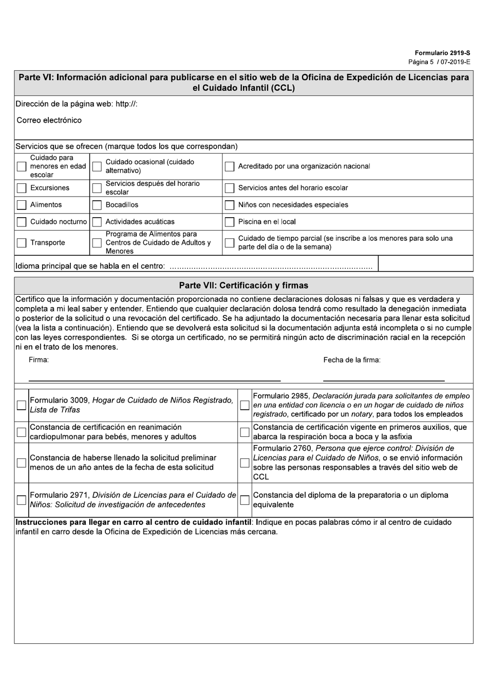 Formulario 2919-S Solicitud De Certificado De Registro - Texas (Spanish), Page 5