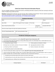 form 2947 child care center personnel information record