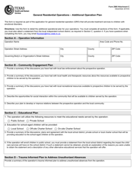 Document preview: Form 2960 Attachment C General Residential Operations - Additional Operational Plan - Texas