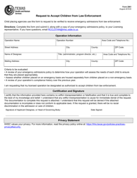 Document preview: Form 2961 Request to Accept Children From Law Enforcement - Texas