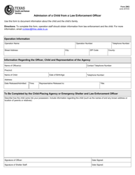 Document preview: Form 2963 Admission of a Child From a Law Enforcement Officer - Texas
