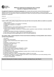 Document preview: Form 2985 Affidavit for Applicants for Employment With a Licensed Operation or Registered Child-Care Home - Texas