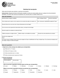Document preview: Formulario 2986-S Solicitud De Inscripcion - Texas (Spanish)