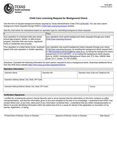 Form 2971 - Fill Out, Sign Online and Download Fillable PDF, Texas ...