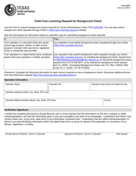Form 2971 Child Care Licensing Request for Background Check - Texas