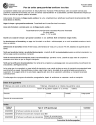 Document preview: Formulario 3008-S Plan De Tarifas Para Guarderias Familiares Inscritas - Texas (Spanish)