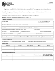 Document preview: Form 3015 Application for a Child-Care Administrator License or a Child-Placing Agency Administrator License - Texas