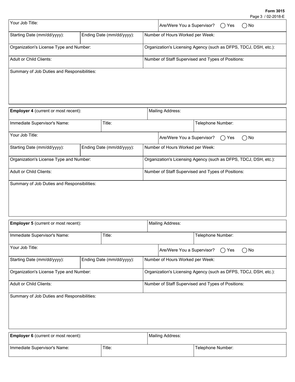 Form 3015 - Fill Out, Sign Online And Download Fillable PDF, Texas ...