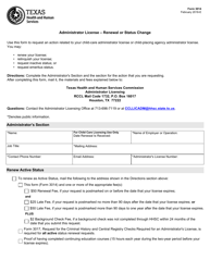 Document preview: Form 3014 Administrator License - Renewal or Status Change - Texas