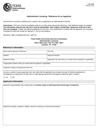 Form 3016 Administrator Licensing - Reference for an Applicant - Texas