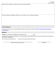 Form 3016 Administrator Licensing - Reference for an Applicant - Texas, Page 2