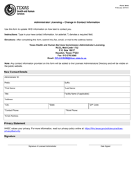 Document preview: Form 3018 Administrator Licensing - Change in Contact Information - Texas