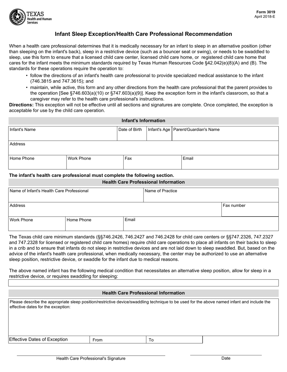 Form 3019 Fill Out, Sign Online and Download Fillable PDF, Texas