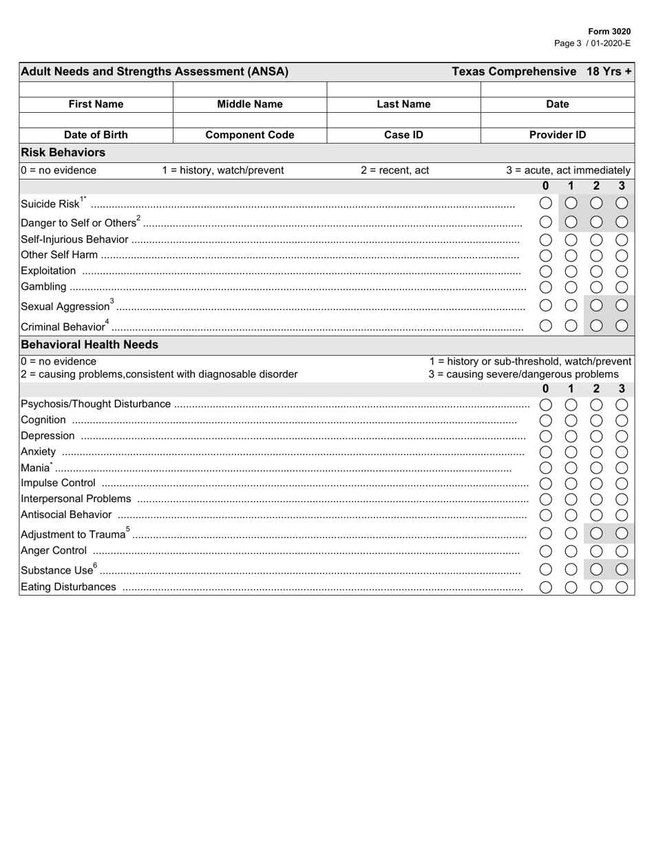 Form 3020 Uniform Assessment - Texas, Page 3